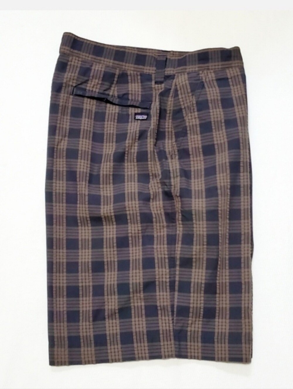 Patagonia Mens Organic Cotton Brown Plaid Shorts 36 Waist
